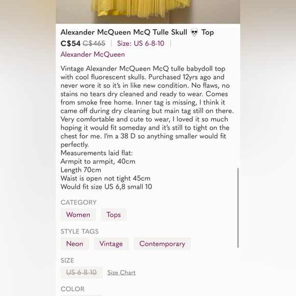 Alexander McQueen McQ Tulle Skull 💀 Top - Picture 6 of 9